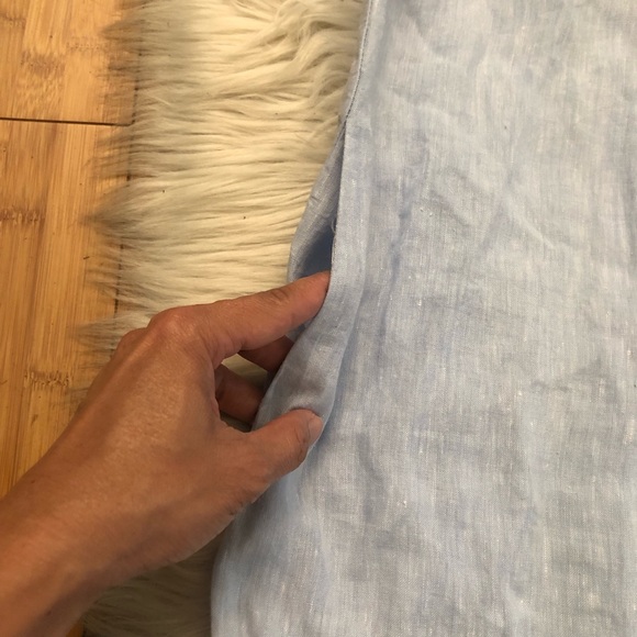 Malvin Hamburg Germany Linen Blend Pleated Sky Blue Halter Sun Dress S (6 US) - Picture 6 of 11